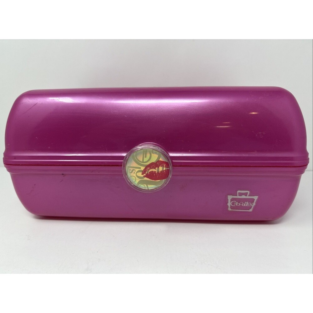 RETRO ~ Caboodles On-The-Go-Girl Classic Cosmetic Makeup Case Pink Shimmer Lips
